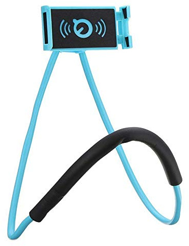 Haoxuann Cell Phone Holder, Universal Smart Mobile Phone Stand,Hanging on Neck Cell Phone Mount Holder(360 Rotating) Multiple Functions Flexible Lazy Bracket (blue)