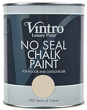 Vintro | No Seal Chalk Paint | Caramel | Interior & Exterior Use | Furniture | Walls | Wood | Metal | 1 Litre (Pebble)