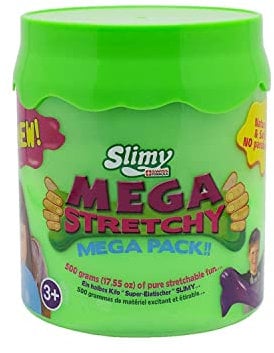SLIMY Mega Stretchy 500g - Original Slimy Mega Slime Spielmasse für Kinder, extrem dehnbarer Schleim in der Geschenkbox, elastische Spielknete als Kindergeschenk, Farbe:Grün