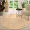 TT Home Jute Teppich Rund Wohnzimmer Esszimmer Boho Modern Handgemacht Mit Umrandung, Farbe: Elfenbein 2, Größe:200 cm Rund