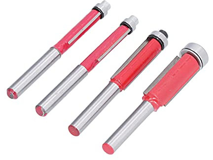 Fafeicy 4Pcs Flush Trim Router Bit 1/4 Zoll Schaft, Trim Router Bits mit Top End Bearing, Schnittdurchmesser 1/4 Zoll, 5/16 Zoll, 3/8 Zoll, 1/2 Zoll, Fräser