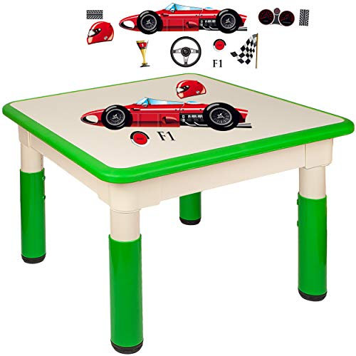 alles-meine.de GmbH Kindertisch/Tisch - höhenverstellbar - Größen & Motiv & Farbwahl - Auto - Rennwagen/grün - 1 bis 8 Jahre - Plastik - für INNEN & AUßEN - Kindermöbel - für..