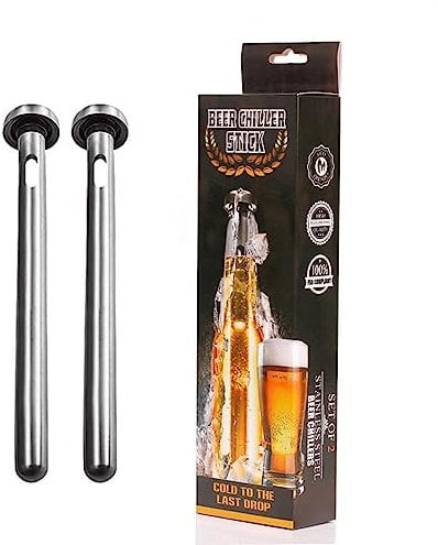 Malayas Bierkühlstäbe für Flaschen, Edelstahl, schnelles Kühlen, um Getränke kalt zu halten, für Herren, Bierliebhaber, Bierkühler, Geschenk-Set, 2 Stück