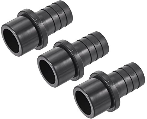 sourcing map Lot de 3 raccords de tuyau en PVC cannelé 25 mm x 32 mm OD robinet droit adaptateur de tuyau raccord rapide, noir
