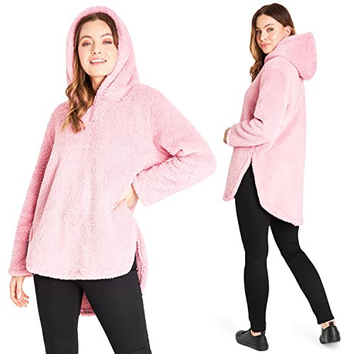 CityComfort Felpa Donna - Felpa Pelosa in Pile Sherpa S-XL (Rosa, S)