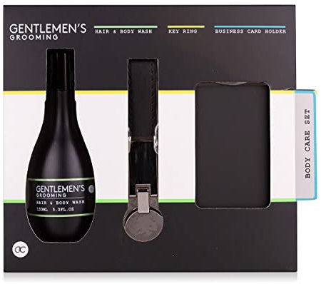 Accentra Geschenkset Gentlemen´s Grooming für Männer/inkl. Duschgel und Shampoo (2 in 1), Visitenkartenetui und einem Schlüsselanhänger/alles ansprechend in einer Geschenkbox verpackt