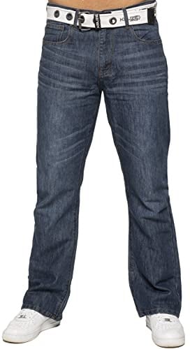 BRAND KRUZE Herren Jeans Bootcut Pants KZ115 Ausgestellte Denimhose mit weitem Bein, alle Taillengrößen mit Gürtel