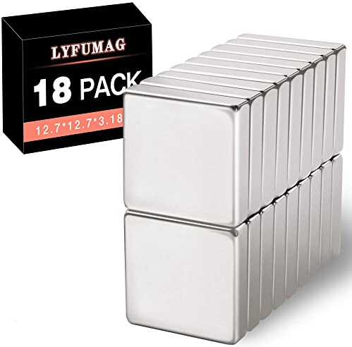 LYFUMAG Neodym Quadrate Magnete, starke dauerhafte Seltenerd-Magnete für Kühlschrank, Heimwerker, Gebäude, Wissenschaft, Handwerk und Büro, 3,2 x 3,2 x 0,3 cm, 18 Stück