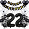 Luftballon 22. Geburtstag Dekoration,Schwarz Geburtstag 22 Jahre Männer,Black and White Party Deko,22 Geburtstag Frauen Männer,Silber Geburtstagsdeko 22 Jahre Frauen,22. Geburtstagdeko für Männer