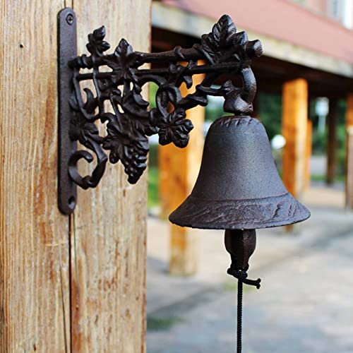INKCOR Cloche Porte D'entrée Cloche De Porte en Fonte À Suspendre Au Mur - Sonnette De Porte À Sonnerie Manuelle De Ferme, Cloches Suspendues Surdimensionnées pour École/Restaurant/Cour