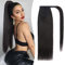 Benehair Ponytail Extension Echthaar, 100% Echthaar Zopf Extensions Echthaar, Wrap Around Ponytail für Frauen, Natürliches Schwarz Pferdeschwanz Echtes Haar Haarverlängerung 55 CM 95g #1B