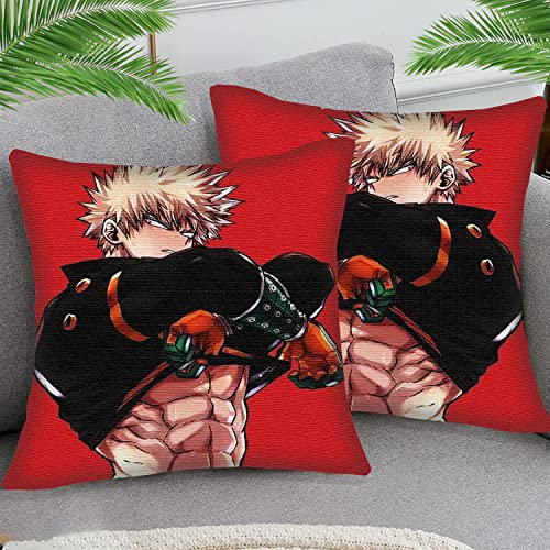 Kissenbezüge 45x45cm Kissenbezug Deko Kissenhülle Kissenbezug Anime My Hero Academia sty44 2er Stück Baumwolle und Leinen Kissenhüllen Passend Für Wohnzimmer Garten Kissen Dekor