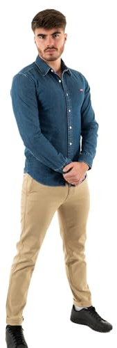 Levi's Homme Long-Sleeve Battery Housemark Slim, Soft Chambray Blue, XS
