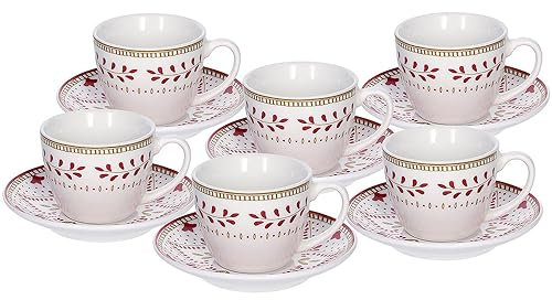 Tognana Charme, set 6 tazze caffè con piatto, new bone china, rosso