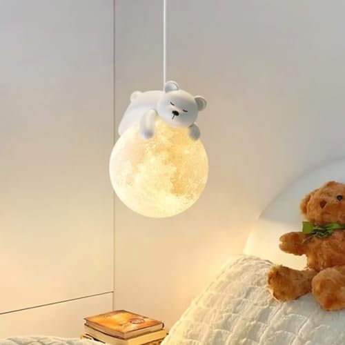 GUANSHAN Mois de l'ours endormi Suspension 3D La Lune Lampe De Chevet Plafonnier Creative Chambre à Coucher Chambre d'Enfants Décoration