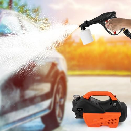 Limpiador eléctrico de alta presión portátil para lavadora, 200 bar, potencia máxima de bombeo, eliminación de espuma, limpieza para coches, jardines, terrazas, ventanas, trabajos de limpieza