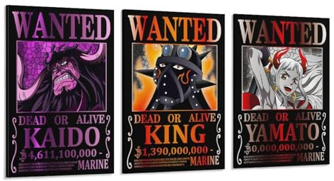 Anime One Piece Wanted Poster Kaido King Yamato Leinwand Poster Wandkunst Bild Drucke Hängende Foto Dekor Home Poster Kunstwerke 60 x 90 cm