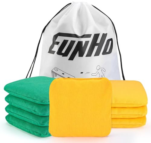EunHo Cornhole Sitzsäcke, wetterbeständig und super langlebig, reguläre Größe, für Cornhole-Spiele, mit Tragetasche, Gelb/Grün