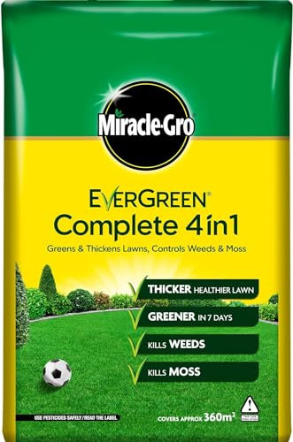 Miracle-Gro Evergreen Complete 4 in 1 Lawn Food - 12.6 kg - Covers 360 m² - All-in-One Lawn Care Solution with Weed & Moss Control for Lush, Healthy Lawns and Vigorous Growth