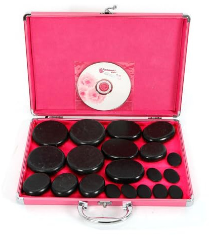 Hot Stone Massage Set Groß Erwärmer Heater Box Stein Heizbox Stones Massage-Set, Mutifuctional Stone-Wärmer-Box Natürliche Basaltsteine Tragbares Massagesteinwärmer-Set für Spa, Entspannung