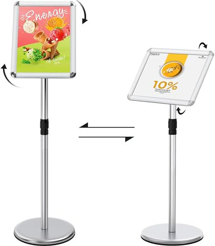 ThrivingTree Infoständer DIN A3 420x297mm Informationsständer Höhenverstellbar Edelstahl Kundenstopper Aufsteller Plakatständer Präsentationsständer Werbeständer (Silber, A3)