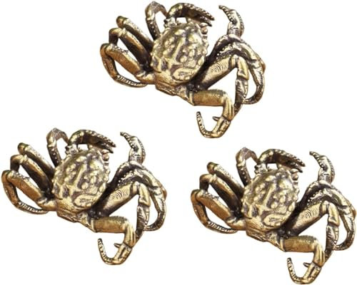 Mini-Statue for Zuhause, Büro, Auto, Tischdekoration, dekorative Sammlerstücke, Skulpturen for Zuhause, 3 Stück Krabben, Mini-Messing, niedliche Figuren, Miniaturen, Schreibtisch-Ornamente, klassische