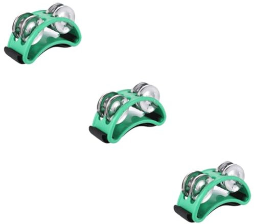 Generic 3stücke Fuß-tamburin Musikinstrument Mit Metall-jingle-bells Grünes Fußschlaginstrument Für Akustische Sets Und Jam-sessions Strapazierfähiger Elastisches Nylonband Für