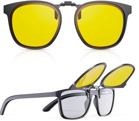 Goiteia Mixte Clip on Sunglasses Lunettes de Soleil, Noir/Jaune (60 x 53 mm), 6053mm