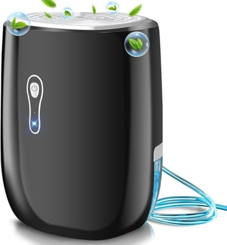 Letingoo Dehumdifier for Room, Auto Shut-off 27OZ Water Tank with Drain Hose, Portable Small Dehumidifiers Quiet for Bedroom, RV, Bathroom, Closet, Basement, Garage (260 sq.ft) Black