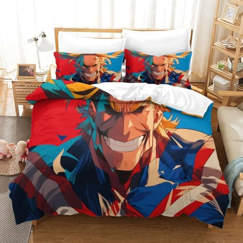 My Hero Academia Bettwäsche Mikrofaser-Polyester Bettwäsche Set Für Mädchen Jungen 3D Druck Bettbezug Kissenbezug Dekoration Mit Reißveschluss Double(200x200cm)