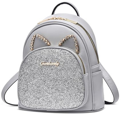FOLOVEYA Rucksack Damen Mode Wasserdicht Anti Diebstahl Tagesrucksack Große Kapazität Schultertasche Frauen Cityrucksack Handtasche für Reisen Party Arbeit Schule Einkaufen Freizeit PU Leder Grau