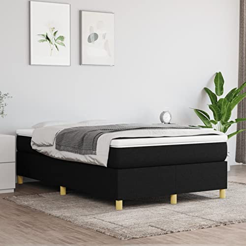 IKAYAA Boxspringbett 120x200 mit matratze Polsterbett 120x200 mit matratze Bett 120x200 mit lattenrost und matratze Boxspringbett Ohne kopfteil Stoff-Schwarz-120 x 200 cm