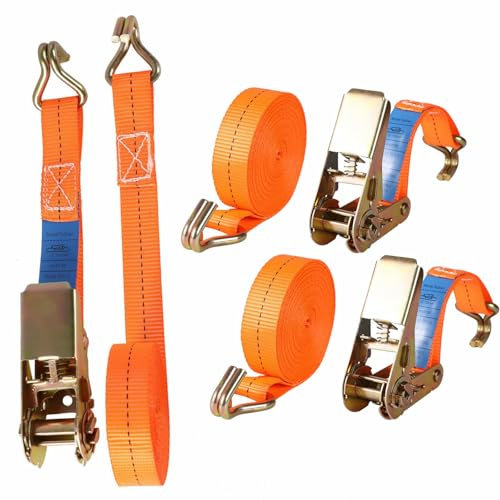 Lifemaison 2 x 800KG Ratchet Straps with Double Hooks,5M x 25mm Heavy Duty Ratchet Strap Tensioning Belts Cam Buckles Strap,Adjustable Tensioning Belts Lashing Straps for Luggage,Motorcycle,Cargo