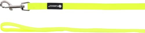 Hundeleine – Trainings- und Suchleine mit Handschlaufe – 15m x 17mm – Flamingo Caspar Fluo Gelb – Biothane – Karabiner verchromt