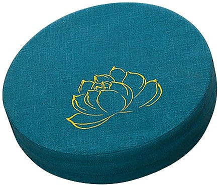 Fdit Rundes Meditationskissen mit Hartschaum-Baumwolle, Bequeme Bodenkissenmatte für Balkon-Wohnzimmer-Tatami, Abnehmbar und Waschbar (Blauer See)