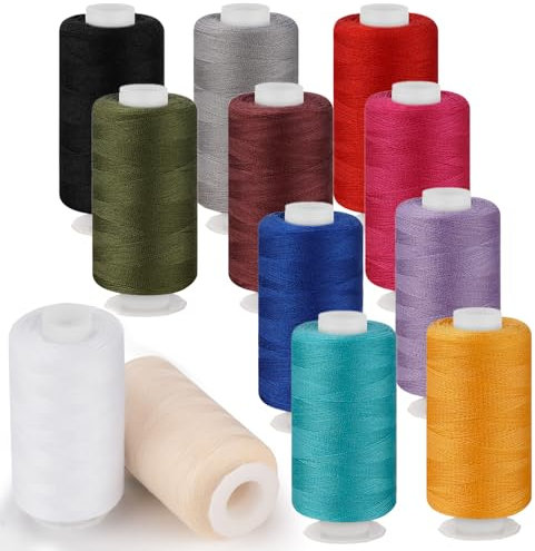 Stiverse 12 Pcs Farben Nähgarn, 640M Garn, PolyesterGarn, Allzweck-Nähmaschinengarn, Garn für Nähmaschine/Handnähen/Handquilten