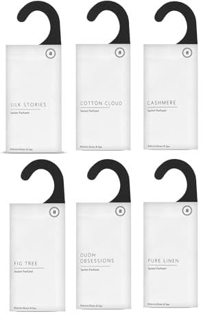 BOHORIA® Saquitos perfumados perfumados con aroma a lavandería, perfecto para el armario, coche, cajones, armarios, eliminación de olores (mezcla, 6 unidades)