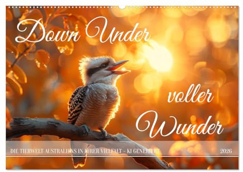 Down Under voller Wunder (Wandkalender 2026 DIN A2 quer), CALVENDO Monatskalender: Australiens Tierreich: Ein Jahr in KI generierten Bildern (CALVENDO Tiere)