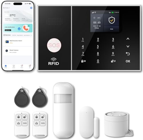 PGST Home Security Systems 8-Piece Kit,Alarm System for Home Security,App Alerts,Door Sensors,Motion Detection,WiFi Alarm,Compatible with Alexa,No Subscription,for Home Security and Kids Safety