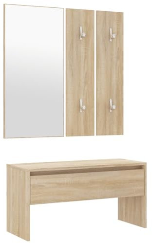 Eleganz Schminktischhocker aus Holzwerkstoff & Acryl - Modernes Garderoben-Set in Sonoma-Eiche - Stilvoll & Langlebig für jedes Zuhause