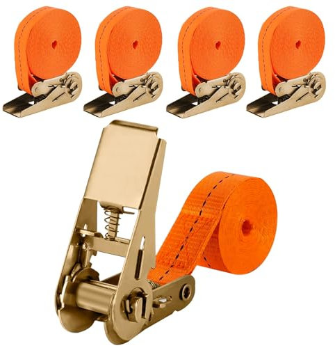 JOZMMZEOOA 4 Piezas Cinchas de Amarre, 2M*2.5CM Tensor de Carraca Eslingas de Amarre Ajustable Longitud Correas Tensoras de Presión Cinchas de Amarre Correas con trinquete,Capacidad de Carga 1000kg