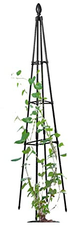 Garden Tuteur Metall-Pflanzenstützpyramide, 90–180 cm, Outdoor-Spalier für Kletterpflanzen, Rosensäule, schwarzer Kletterbogen und stilvolle Gartendekoration (180 cm Höhe)