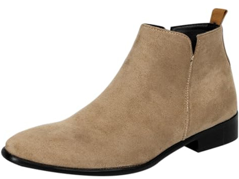 Stivaletti Chelsea da uomo in pelle scamosciata con fodera morbida, tacco basso, stivali eleganti da uomo, scarpe formali leggere, classiche scarpe formali con pannello elastico, calzature comode per
