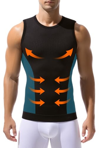 Casey Kevin Chaleco de Compresión Hombre Body Shaper, Camiseta Hombre Faja Cintura Elasticidad Faja Reductora para Deportivas