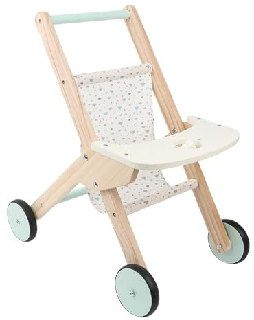 Almencla Lauflernwagen Aus Holz, Schiebe Und Ziehspielzeug, Puppenwagen, Spielzeug für Babys