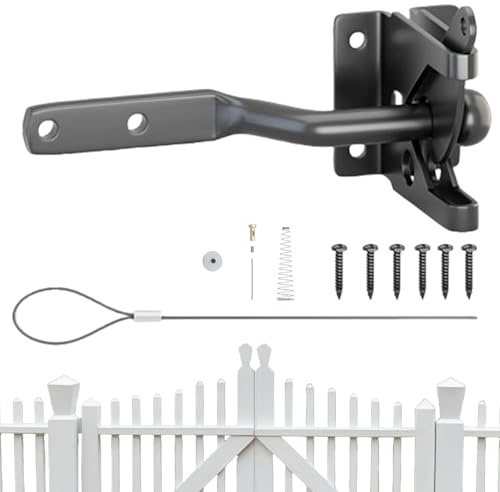 Verrou de portail - Serrure de clôture extérieure à fermeture automatique - Verrou de sécurité pour l'extérieur, métal, bois, jardin, piscine, abri de jardin, jardin, terrasse