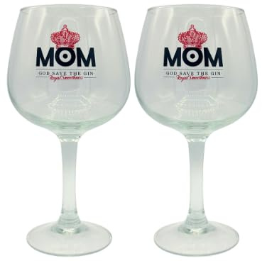 Generisch MOM Gin Copa-Gläser – 2er Set – Elegante Gin Tonic Gläser im Royal-Design mit MOM Logo & Krone