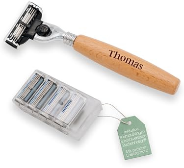Abenteuernah Rasierhobel Herren Holz, nachhaltiger Rasierer mit Holzgriff | Barthobel Set für Damen und Männer, geschlossener Kamm, langlebiger Bambus Rasierergriff, ideales Geschenk hautschonend
