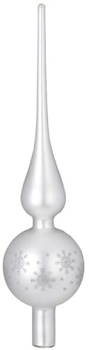 Inge Glas Christbaumspitze 26cm | Weihnachtsbaumspitze aus Glas | Hochwertige Spitze für den Weihnachtsbaum Weihnachten (weiß matt 28cm Sterne)