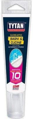 6PZ SILICONE ACETICO BAGNI E CUCINE IN TUBETTO TYTAN TRASPARENTE RAPIDO ML 60